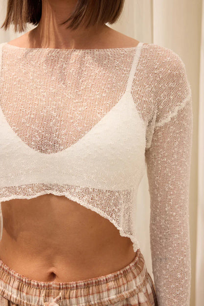 Feinstrick Crop-Top | weiss