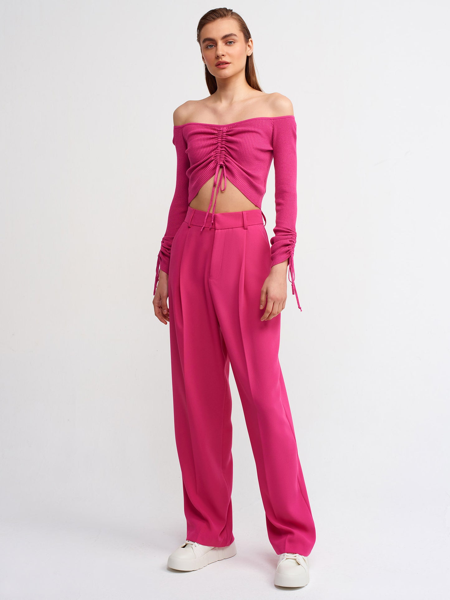 Top mit Schnürdetail - pink