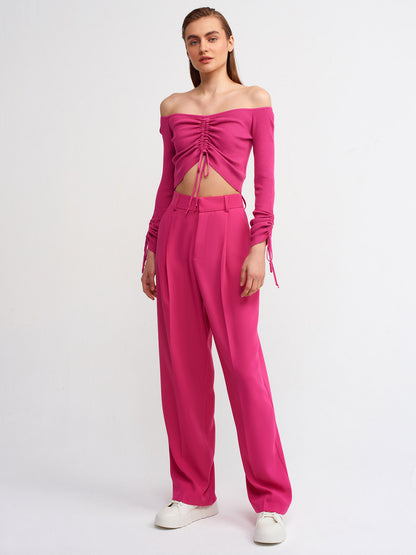 Top mit Schnürdetail - pink
