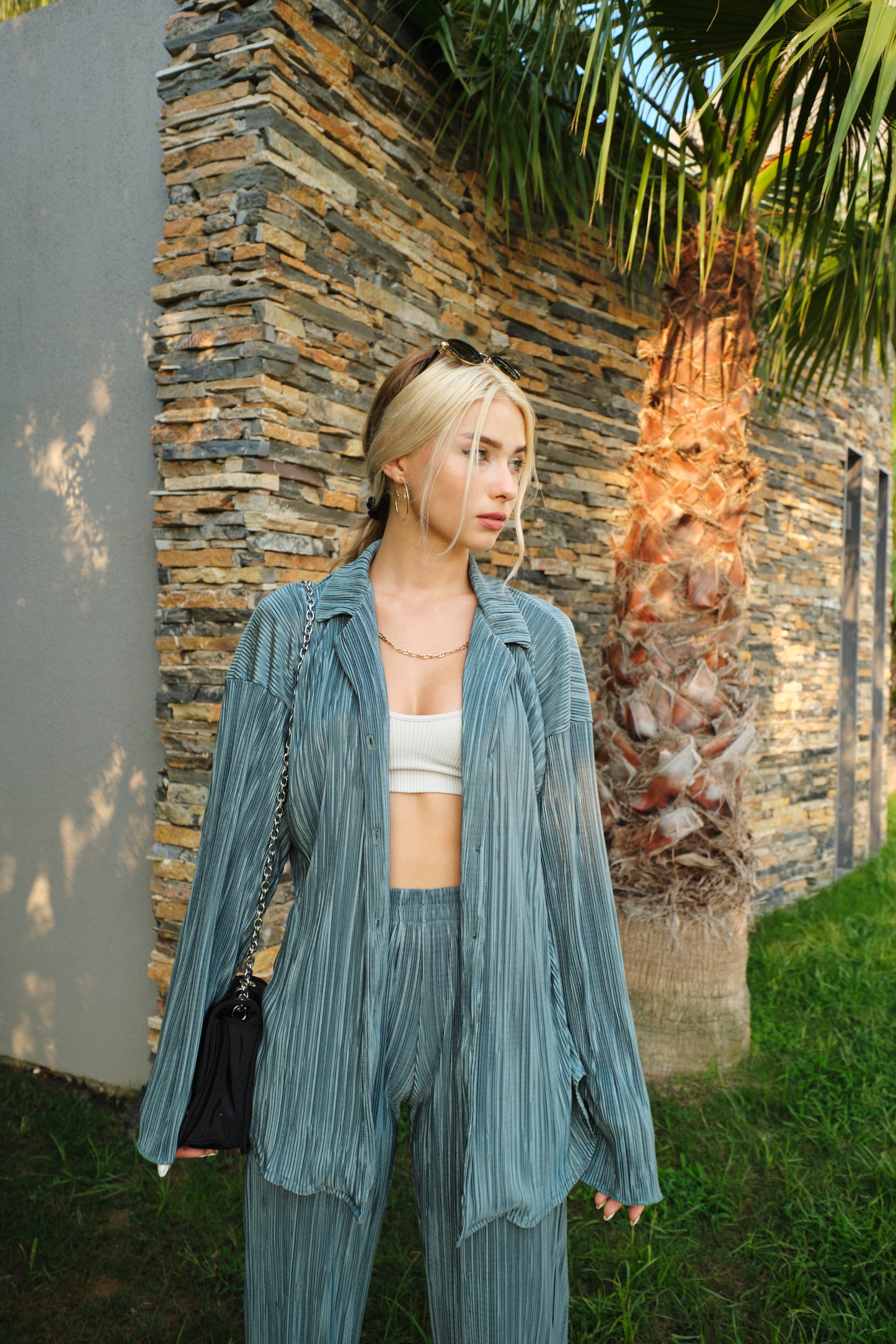 Set - lange Bluse & Hose | emerald grün