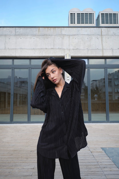 Set - lange Bluse & Hose | schwarz