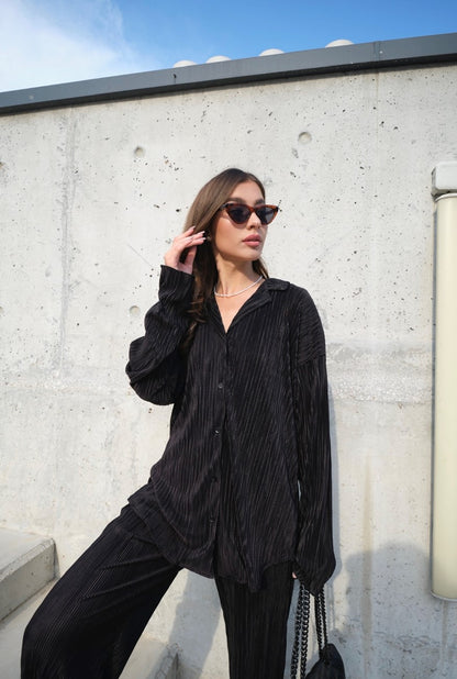 Set - lange Bluse & Hose | schwarz