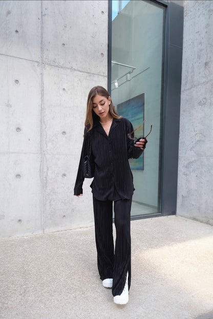 Set - lange Bluse & Hose | schwarz